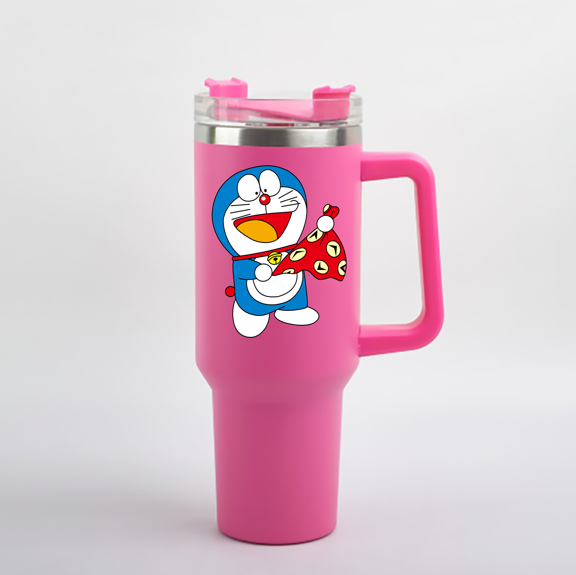 （画像用） ドラえもん Doraemon 1200mL車用タンブラー - クリスタルステッカー（プラスチックストロー付き）